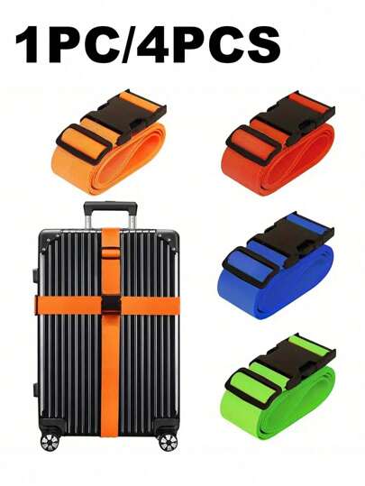 1PC/4PCS Simple And Fashionable Multi-Functional Adjustable Suitcase Colorful Security Straps, Zigzag Vibrant Luggage Straps, Non-Locking Luggage Straps, Outdoor Suitcase Straps, Easy To Use PP Buckle, Easy To Store And Carry, Suitable For Carefree Travel Vacation And Prevent Theft, Can Be Used For Suitcases, Tents, Moisture-Proof Pads, Backpacks, Travel Equipment Items, Quilts, Yoga Mats, Waistbands, Slimming Girdle, Life Home Strapping, Etc..