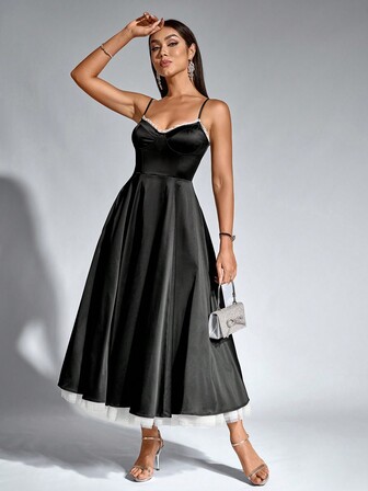 Women Formal & Evening Dresses Black Elegant Prom Wedding Guest Gown, For Graduation, Dinner