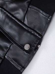 Men's Outdoor Motorcycle PU Leather Jacket, Shoulder Insert Racing Jacket, Autumn/Winter Sports Coat - Black - View 6