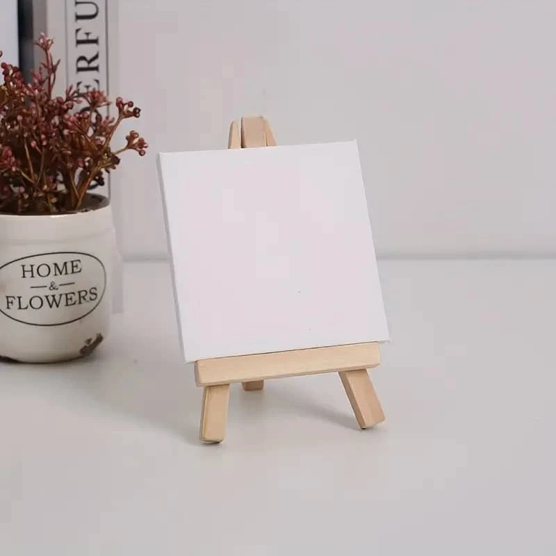 Mini Canvas And Easel Set With Canvas Panels, Small Art Easel With Tabletop Wooden Display Stand