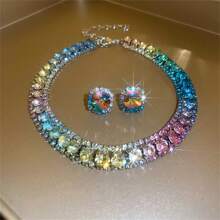 1set Crystal Necklace And Earring Jewelry Set