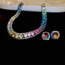 1set Crystal Necklace And Earring Jewelry Set