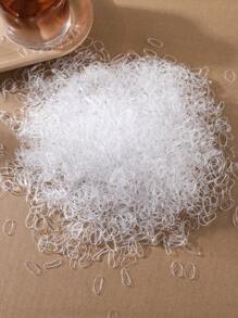 1500pcs Girls' Mini Size Transparent Disposable Rubber Hair Bands With 0.47-Inch Diameter, Ponytail Holders, Hair Ties, Suitable For Daily Use - Clear - View 2