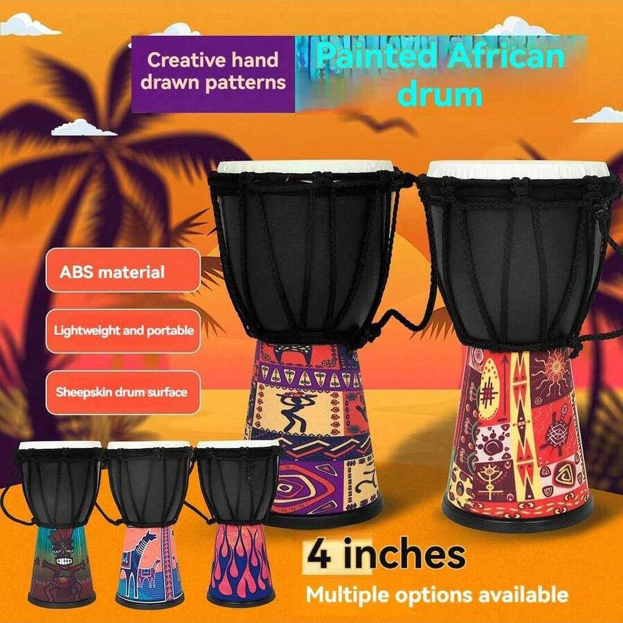African Drum 4 Inch Handmade Traditional African Hand Drum Colorful Djembe Drum  Percussion Musical Instrument - Multicolor - View 1