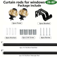 1 Set Asta per tende in resina trasparente di lusso in argento con foglia d'oro, resistente, impermeabile, antiruggine, combinazione metallica smontabile in più fasi, decorazione per casa, bagno, autunno, accessori per il bagno, ritorno a scuola