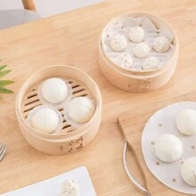 100 件不粘蒸锅衬垫，圆形烘焙纸，适用于点心、面包、空气炸锅，一次性硅胶油纸，用于烘焙空气炸锅厨房空气炸锅衬垫空气炸锅纸空气炸锅空气炸锅 - 白色 - 查看 6