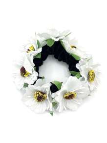 波西米亚纯色仿布雏菊花发带，弹力发带，适合发髻、马尾发夹