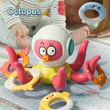 Set de juguetes nuevos de diversión adecuados para niños pequeños para usar en el baño, que incluye un juguete de agua de sonajero en forma de bebé de un pulpo de un solo anillo - conjunto de juguetes - Ver 8