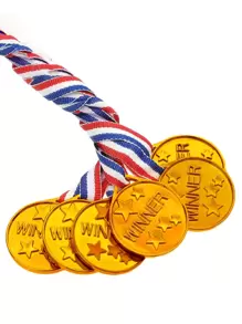 10pcs Gold Plastic Medals, Award Medals For Winners, Suitable For Parties, Games, Sports, Costumes, Athletics, Commemorative,Christmas