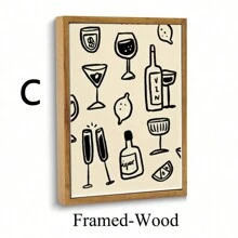 1 Stück, Drink Gläser Muster, Bunter Wein Muster, Retro Wandkunst, Küchen Wanddrucke, Ästhetik Dekoration, Galeriewand, Wohninspiration, 50*70cm (19.7*27.5in) ungerahmt - Verschiedenfarbig - Übersicht 22