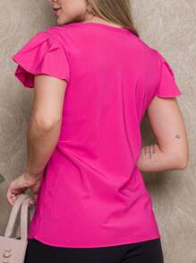 MARILYN MONNA Women's Pearl Shirt Blouse Fashion Short Sleeve New Style - Màu Hồng Tươi - Xem 2