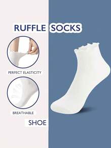6pairs Lace Trim Mid-Calf Socks For Women, Cute Mary Jane Style, Breathable Thin Fabric, Fits Size 3.5-9