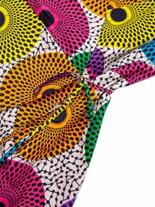 African Sleeveless Print Midi Wrap Dress For Women - Multicolor - View 4