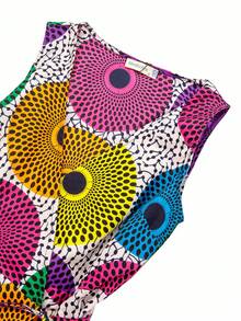 African Sleeveless Print Midi Wrap Dress For Women - Multicolor - View 3