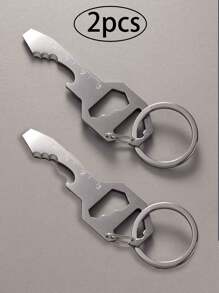 Street 1pc Men's Multi-Functional Stainless Steel Bottle Opener Keychain Car Accessories Bag Charm School Cute Goth Y2k Bag Lanyards With Id Holder Car Accessories Bag Charms - Black - View 14