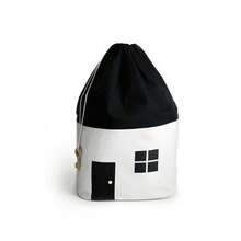 1pc House Shaped Drawstring Storage Bag, Black & White - Multicolor - View 9