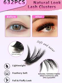 632PCS Lash Clusters Book DIY Eyelash Extensions Bundle Kit Clusters Lashes Book 0.07 D Curl LASH Mega Volume Individual Lashes Eyelash Clusters Extensions Wispy Lashes Cluster DIY At Home - D - View 8