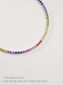 1 Luxurious S925 Pure Silver Shiny Silver Tennis Ball Colored Inlaid Bracelet, Suitable For Women's Parties And Gifts, Weddings, Engagement Bride Jewelry