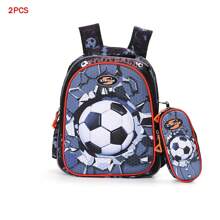 2 pièces Set de sacs à dos pour étudiants, sac à dos imprimé football pour garçons et filles, sac à livres de grande capacité pour étudiants + trousse à crayons, sac à dos pour la rentrée scolaire pour les fournitures scolaires