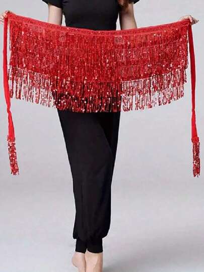 1 Stück Fransen Pailletten Rock für Frauen, Bauchtanz Hüfttuch mit Glitzer, Fransen Rock, Karnevals Party Kostüm Dekoration Herbst, Halloween