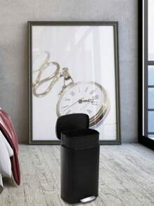 DOPINMIN 13 Gallon(50L) 410 Stainless Steel  Trash Can, Fingerprint Proof Stainless Steel Kitchen Garbage Can With Removable Inner Bucket And Hinged Lids, Pedal Rubbish Bin For Home Office - màu đen - Xem 2
