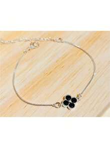 Studded Clover Bracelet Plated In 925 Silver - màu đen - Xem 2