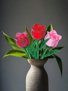 Rose Flower Bouquet Building Set , Eternal Flowers Buliding Block Toys,Proposal Romantic Rose Flower Model,Creative Valentine's Day Gift,Unique Gift For Her Or Him For Anniversaries,Buy It For Your Love Room Decoration - Multicolor - View 10