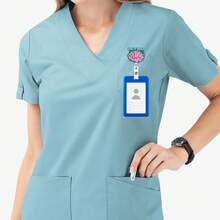 1pc 'Use It Well' Brain Badge Reel Retractable ID Tag Card Holder With Clip For Nurse, Work, Office Workers - Blue - View 4