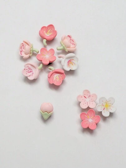 11قطعة تزيين وردة الكرز الجميلة، إكسسوارات أنيقة وراقية، اصنع بنفسك للطلاب، مناسبة لحفلات العطلات، أحذية خشبية، تزيين للحقائب والملابس