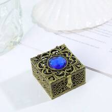 1 件装复古风格迷你珠宝盒多色金属包装盒珠宝精美合金礼品盒 - 彩色 - 查看 4