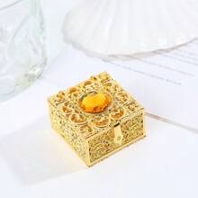 1 件装复古风格迷你珠宝盒多色金属包装盒珠宝精美合金礼品盒 - 彩色 - 查看 5