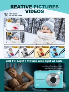 Digital Camera With SD Card, FHD 1080P, 44MP For Vlogging With Anti Shake 16X Zoom, Compact, Small For Boys Girls Kids - Green - View 9