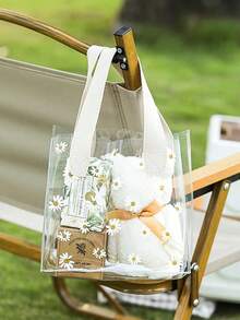 Bolso de mano de PVC transparente, bolsa de regalo con estampado de margaritas, bolsas de embalaje de regalo para bodas y vacaciones (sin cintas, solo un bolso de mano) - Multicolor - Ver 3