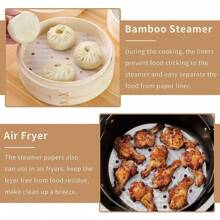 100 件不粘蒸锅衬垫，圆形烘焙纸，适用于点心、面包、空气炸锅，一次性硅胶油纸，用于烘焙空气炸锅厨房空气炸锅衬垫空气炸锅纸空气炸锅空气炸锅 - 白色 - 查看 9