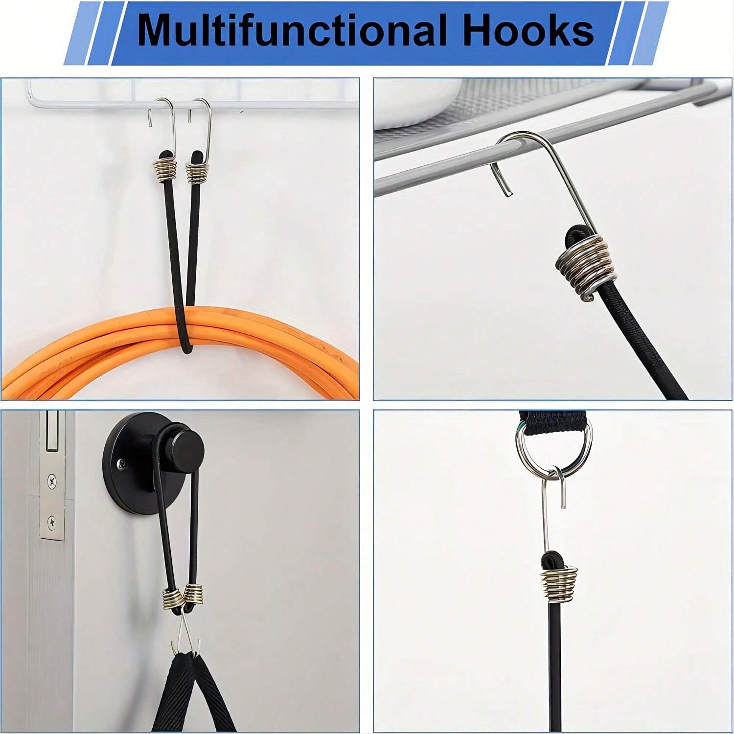 20 Stück Bungee-Seile Mit Haken – Elastisch, Wetterfest, Für Camping, Zelt & Transport (20,3 Cm, Schwarz)
