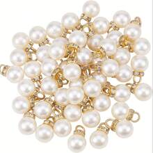 50 件 12 毫米白色光面亚克力饰品吊坠圆形散珠饰品带水钻适用于吊坠耳环项链首饰制作 - 1 - 查看 5