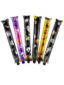 6pcs 62cm Large Halloween Stick Balloons Pumpkin Ghost Hand-Held Stick Air Balloons Halloween Balloon Halloween Decorations Day Of The Dead Decorate,Christmas - Multicolor - View 13