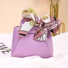 5pcs Holiday Gift Bags, Faux Leather Gift Bags With Ribbon Bows, Halloween Candy Bags, Christmas Gift Candy Bags, Wedding Party Favor Bags, Graduation Gift Bags, Holiday Candy Boxes, Mini Tote Bags