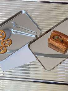 Ins北欧韩式餐盘北欧不锈钢长方形甜品盘咖啡厅托盘收纳托盘小吃蛋糕托盘 - 1pc - 查看 3