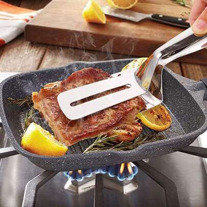 Pinça Espátula Pegadora para Alimentos em Aço Inox