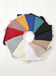 1pc dames Bali-garen effen kleur sjaal met kleine kanten rand, bijpassende ademende, huidvriendelijke wikkelsjaal, geschikt voor dagelijks gebruik