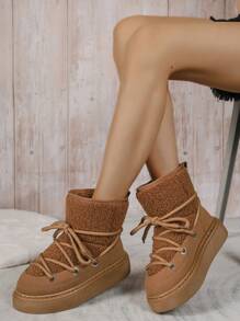 Women's Fashion Versatile Short Snow Boots, Warm & Anti-Slip, Slip-On Short Tube Boots For Autumn/Winter