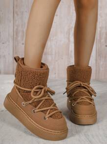 Women's Fashion Versatile Short Snow Boots, Warm & Anti-Slip, Slip-On Short Tube Boots For Autumn/Winter