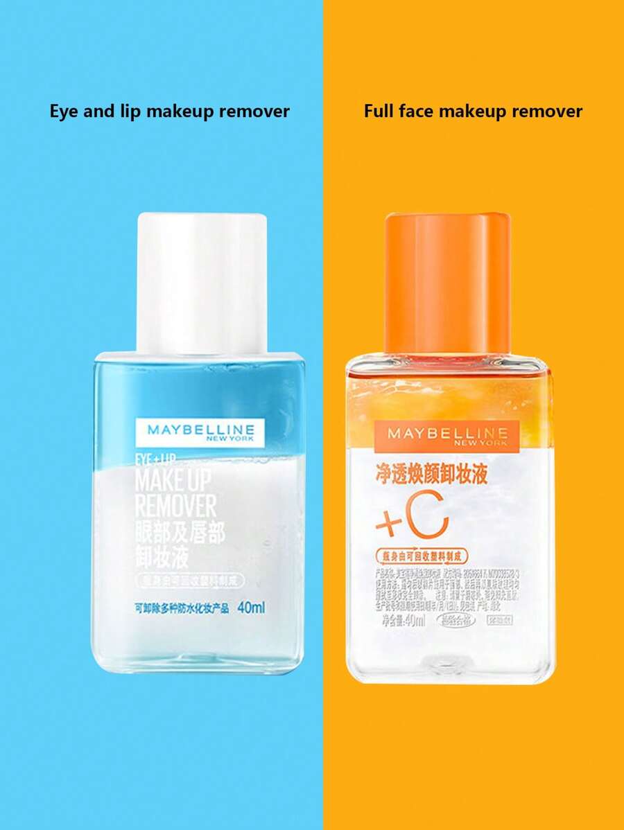 Maybelline 40ml + 40ml Eye And Lip Makeup Remover Set, Full Face Makeup Remover - Eye and Lip Makeup Remover 40ml + Vitamin C Makeup Remover 40ml - View 1