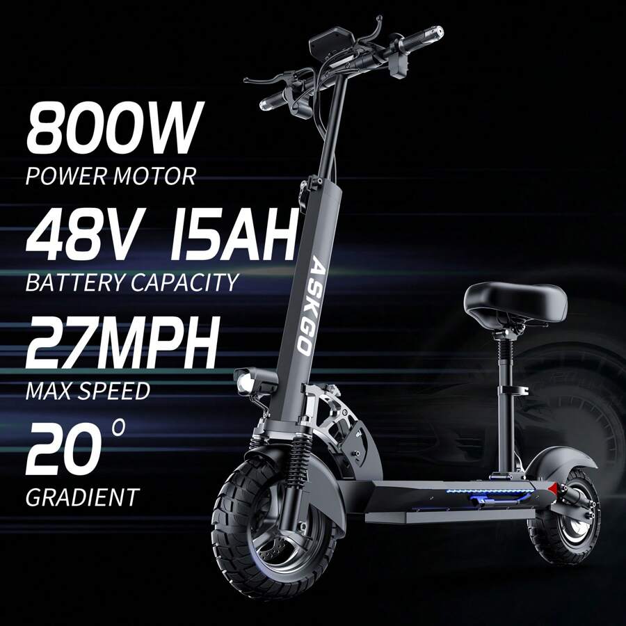Electric Scooter For Adults, 800W Motor, Max Speed 27MPH & 35 Miles