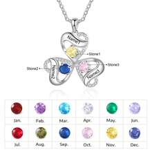 Customized Jewelry,Gemstone Necklace,Customized Birthstone And  Family Names,Choose Gemstone Color For Women's Birthdays/Anniversary/Valentine's Day/Graduation Gifts - Silver - View 5