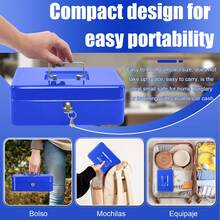 Caja De Seguridad para Dinero, Caja De Seguridad Efectivo, Caja De Efectivo para Guardar Joyas, Pasaportes - Azul - Ver 5