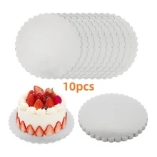10 piezas de Bases para pastel, bases de plata para repostería, base para pastel resistente a la grasa - Base gruesa para pasteles para suministros de decoración de pasteles de bodas/cumpleaños, Accesorios para platos de pizza/cake - plata - Ver 5