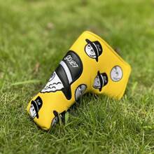 1pc Durable PU Leather Super Soft Embroidered Golf Putter Cover, L-Shaped Waterproof And Wear-Resistant Magnet Closure Club Cover