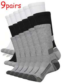 9pairs Men Spring/Autumn Comfortable Mid-Calf Socks